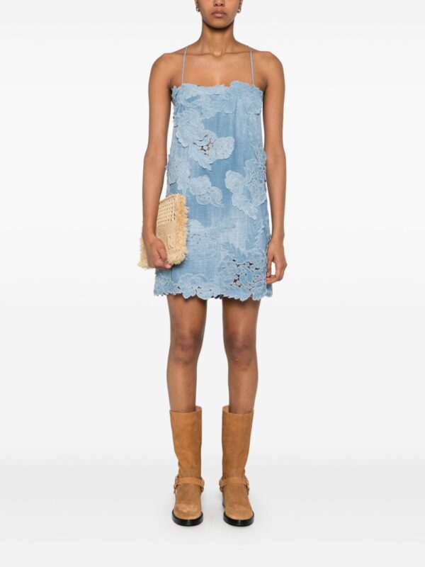 ⁦floral-appliqué mini dress⁩ - الصورة ⁦3⁩