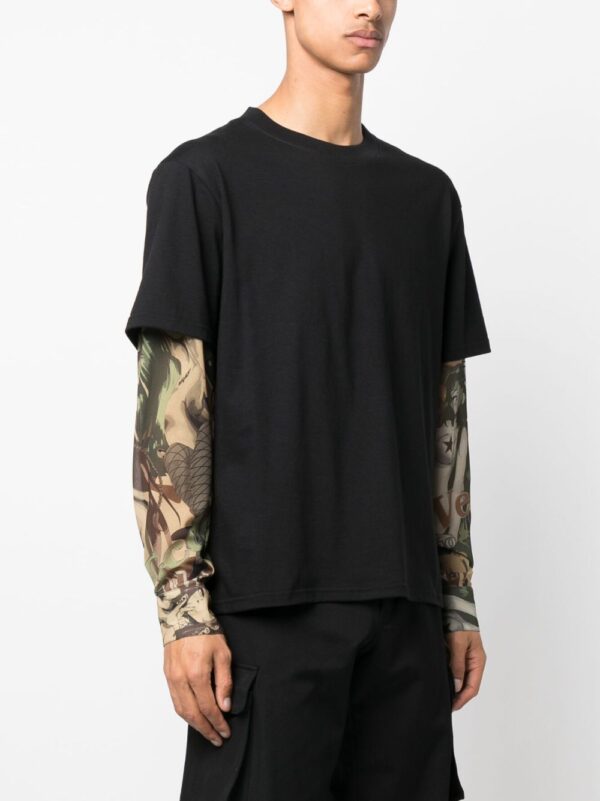 graphic-print layered cotton T-shirt