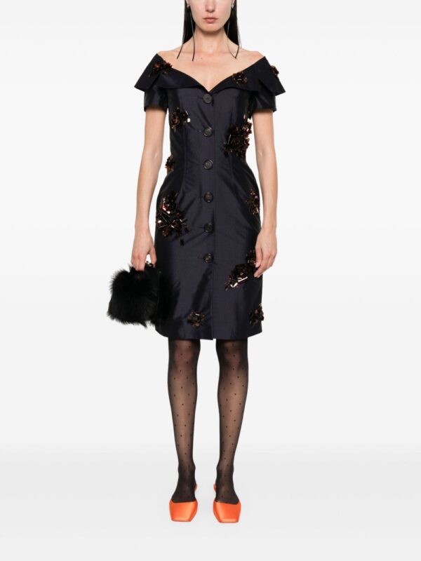 ⁦floral-appliqué mini dress⁩ - الصورة ⁦2⁩