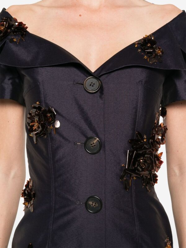 ⁦floral-appliqué mini dress⁩ - الصورة ⁦4⁩