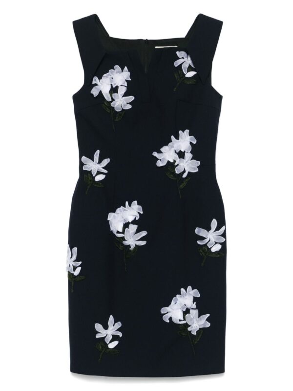 floral-appliqué mini dress
