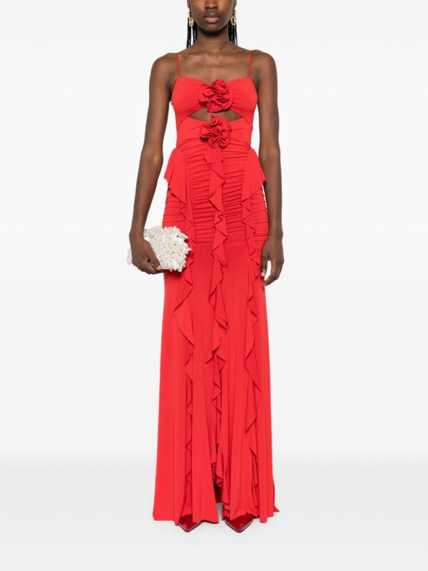 ⁦floral-appliqué ruffled maxi dress⁩ - الصورة ⁦2⁩