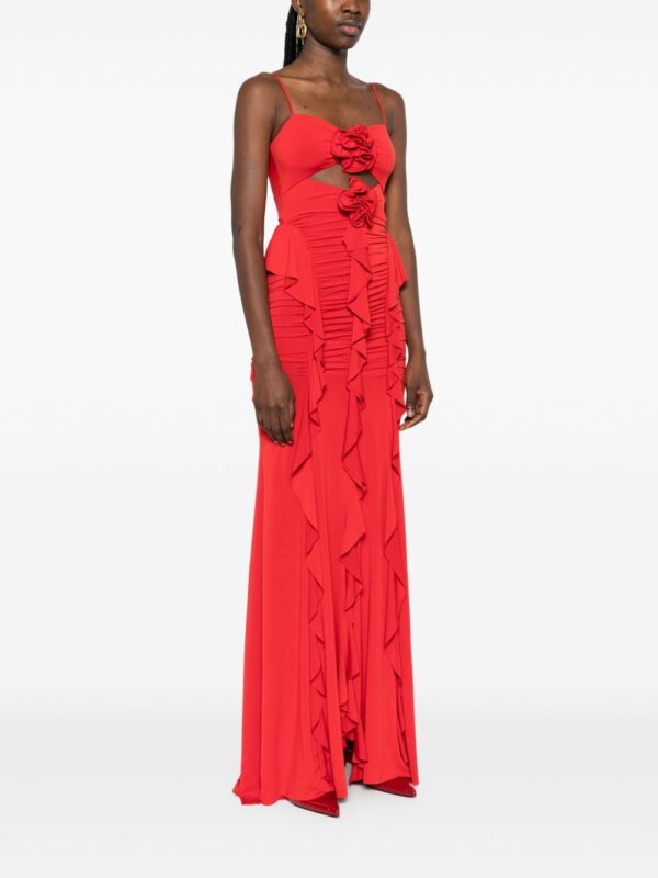 ⁦floral-appliqué ruffled maxi dress⁩ - الصورة ⁦3⁩