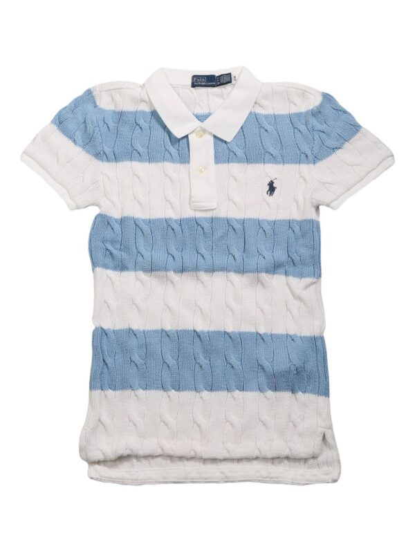 striped cable-knit polo shirt