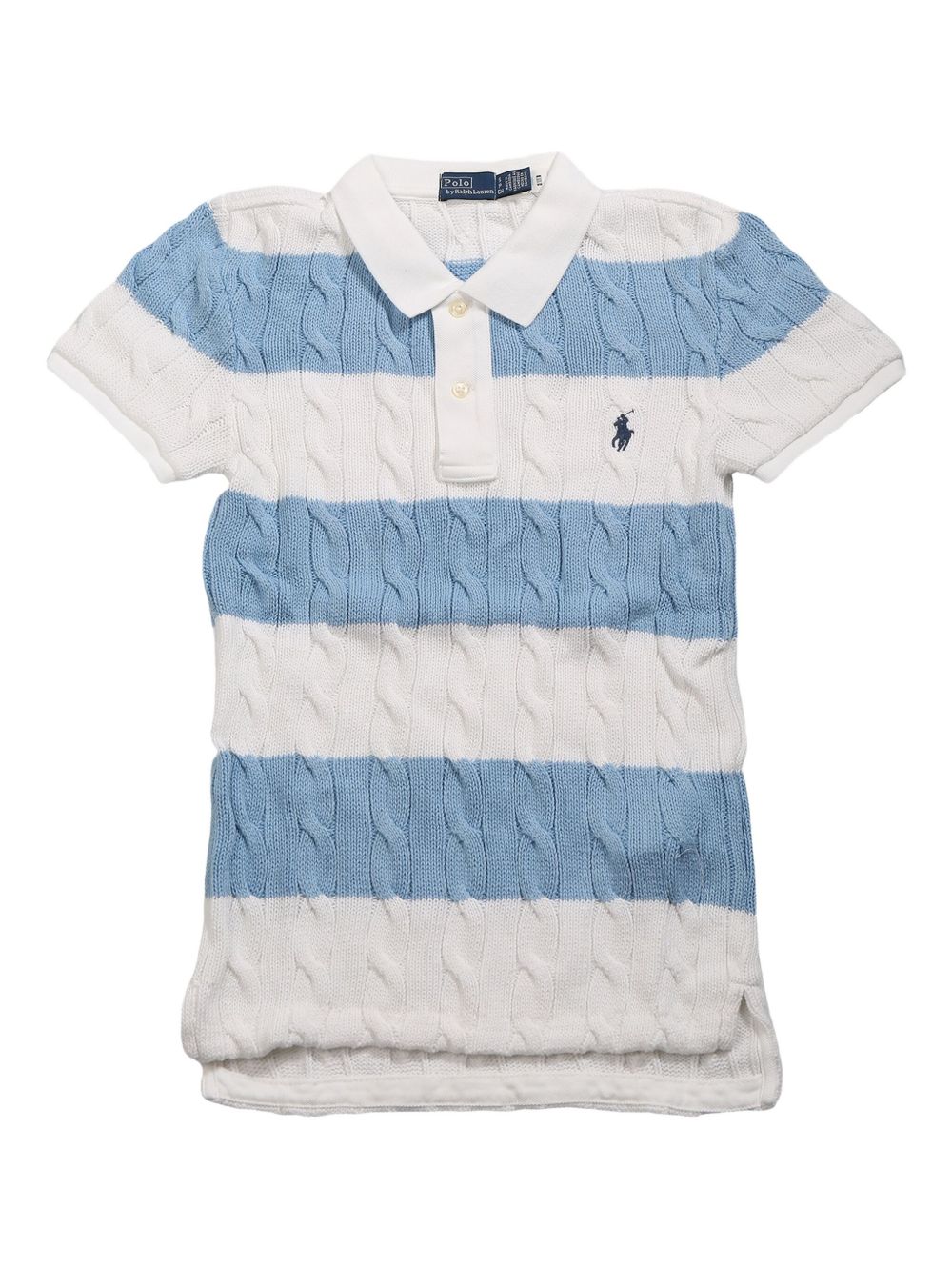 striped cable-knit polo shirt